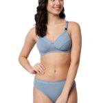 Accessorize Kingdom Women Cotton 2 Piece Maternity Nursing Bra and Panties Lingerie Set | Everyday Maternity Bra for Women Feeding Combo (B, Light Blue, 38)