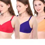 Accessorize Kingdom Women Cotton Everyday Maternity Bra for Nursing Feeding Cup::C (C, Pack of 3 (Blue-Red-Cream), 30)