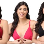 Accessorize Kingdom Women's Cotton Non-Padded Wire Free Regular T-Shirt Bra (Black, Maroon & Rose Red, Pack of 3, B, 38)